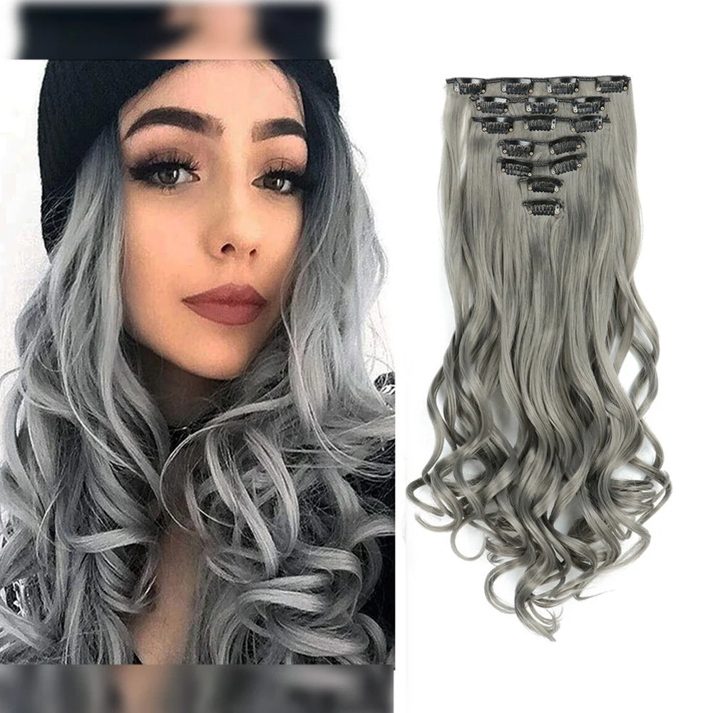 The 22-Inch Full Head Curly Wavy Clip-In Set (7pcs)