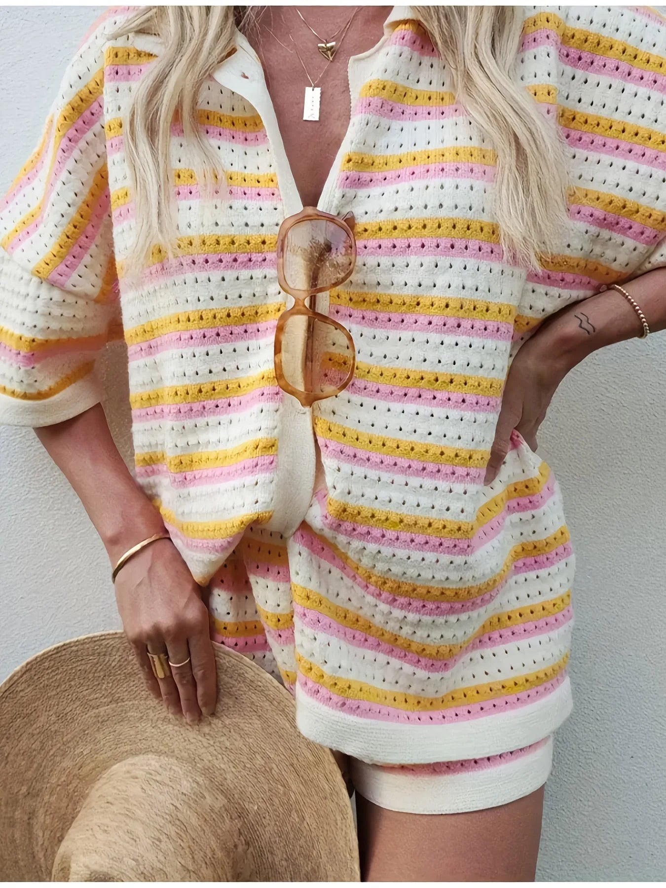 The Striped Knit Short Set