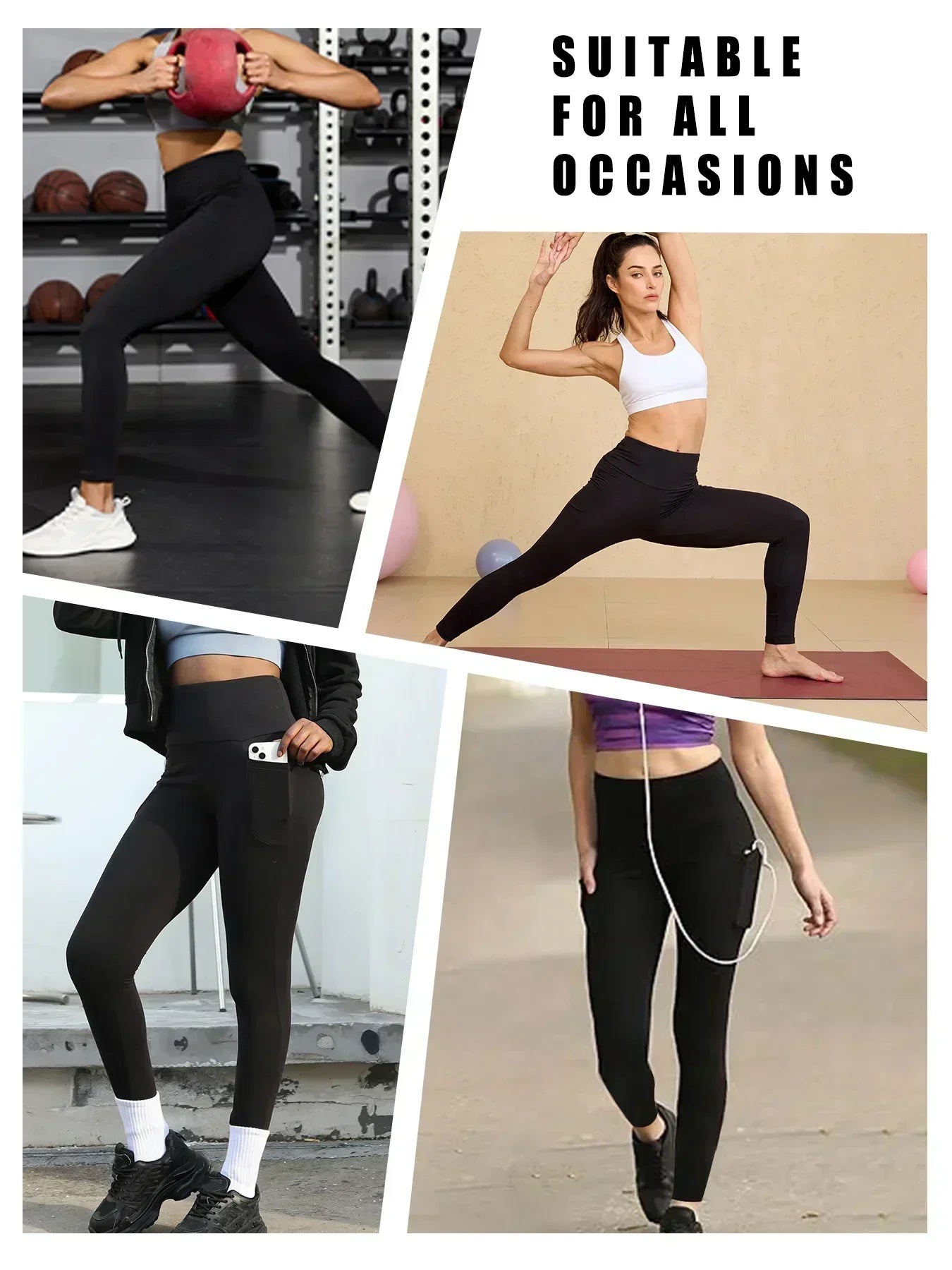 3 Pack Super Soft Leggings with Pockets for Women, High Waisted Tummy Control Workout Yoga Running Pants Leggings