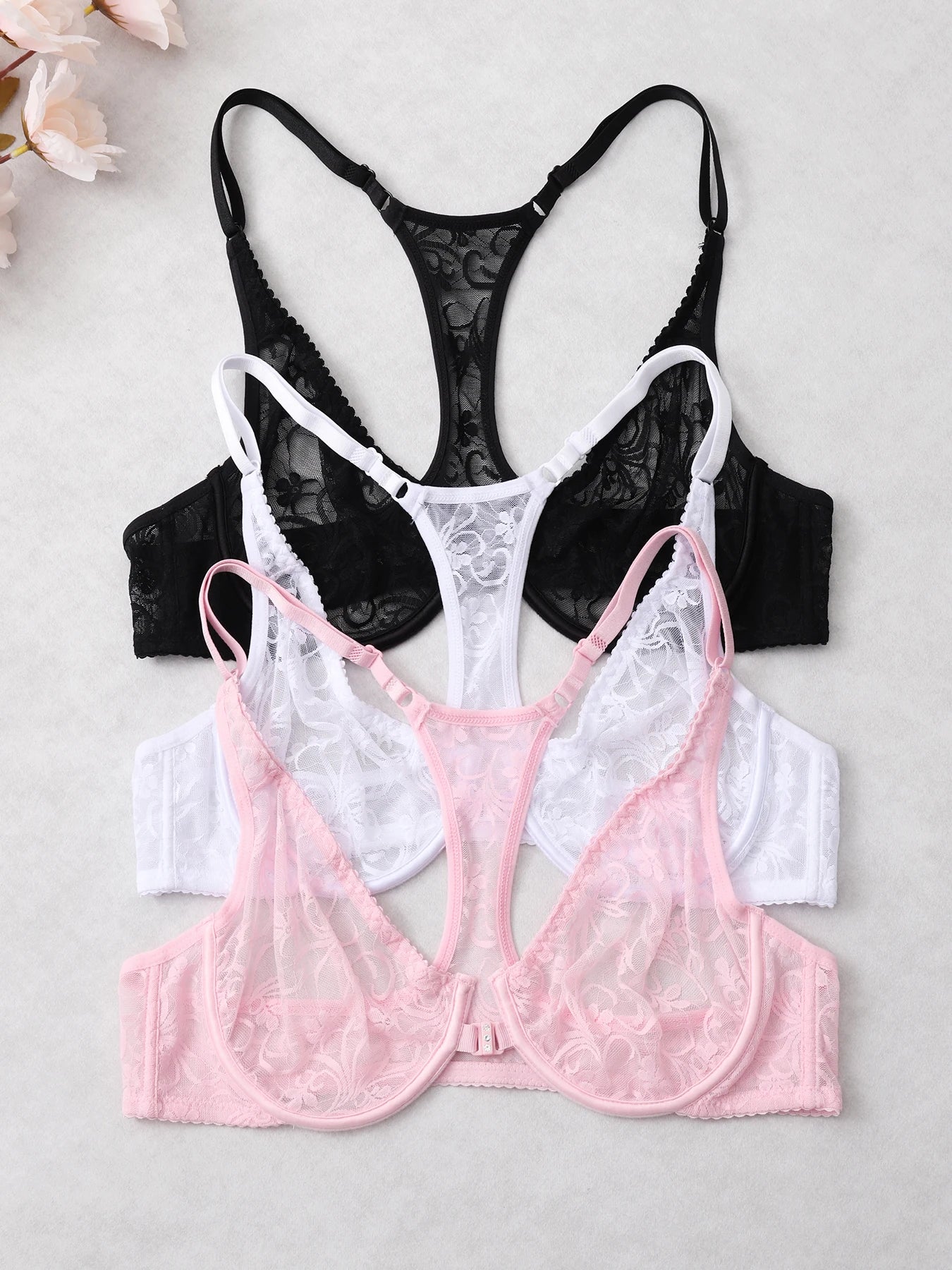 Bra For Womens Front Button Lace Bra Underwire Underwear Elegant Embroidery Beautiful Back Plus Size Lingeire BH Top
