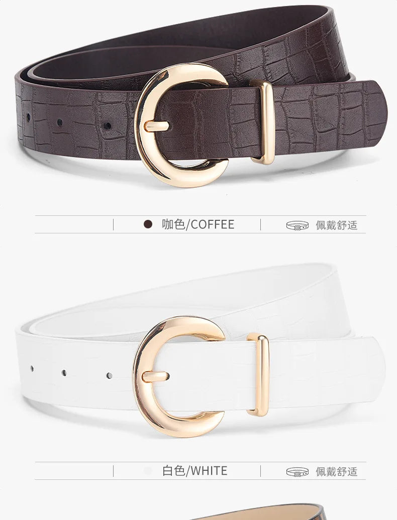 The Alligator Pattern Gold Buckle Belt