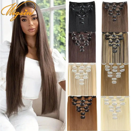 The 7-Piece Clip-In Straight Hair Extensions