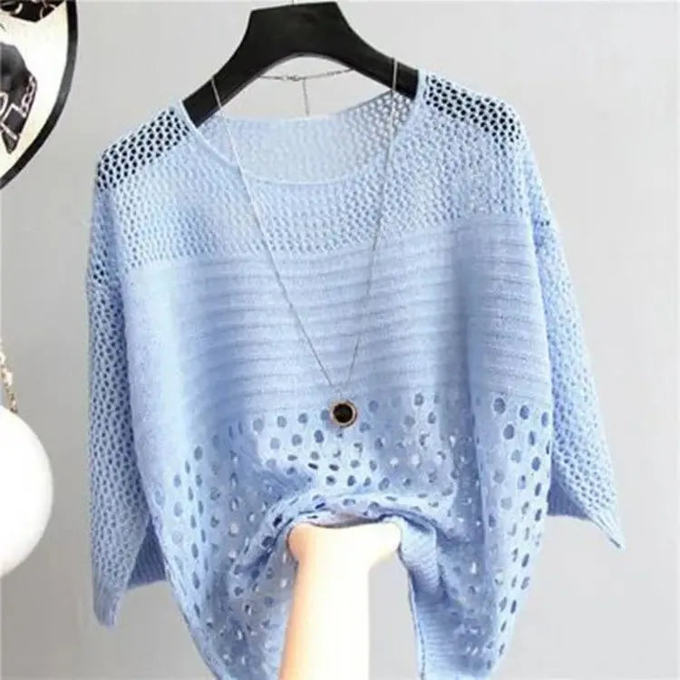 Spring and Summer New Ice Silk Knitted Vest Top Hollow Out Thin Bottoming Sling Streetwear Womens Clothing Shirt