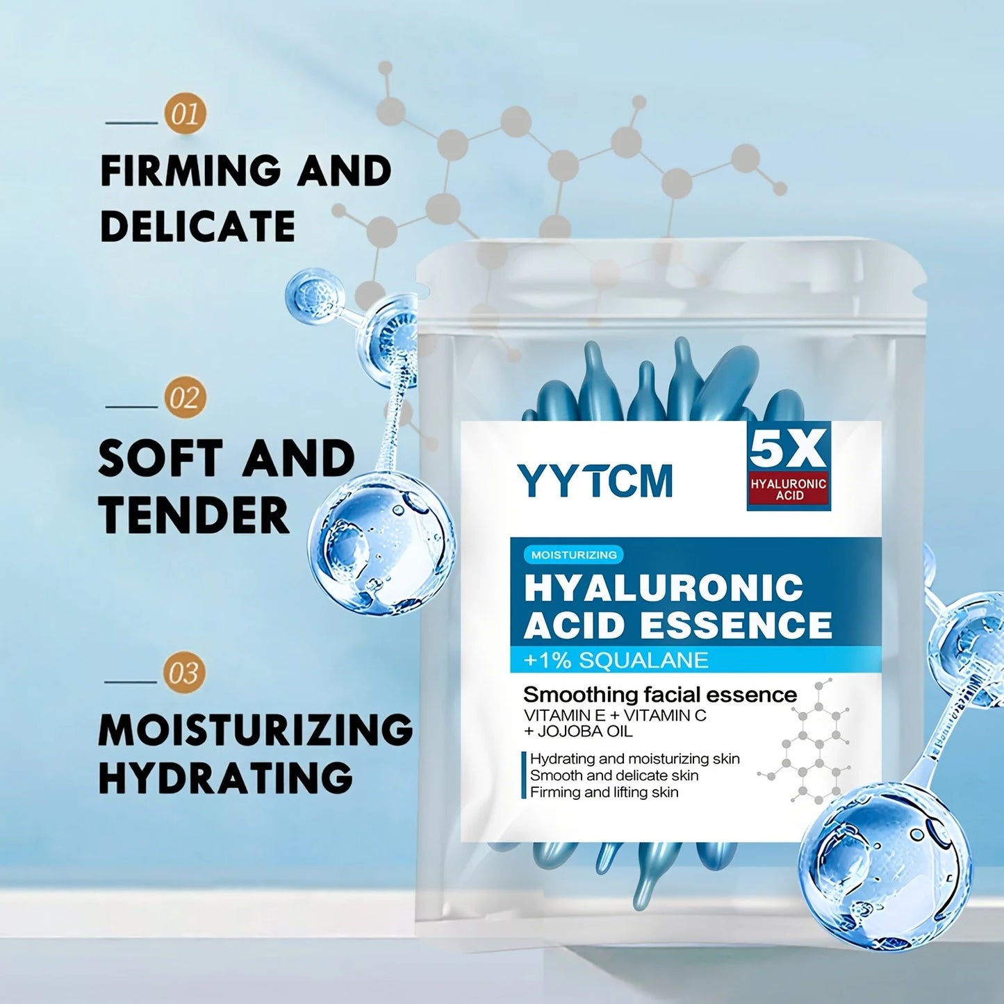 Hyaluronic acid deep moisturizing capsule essence, deep moisturizing and brightening skin essence (0.4gx30 capsules)/bag -1 bag
