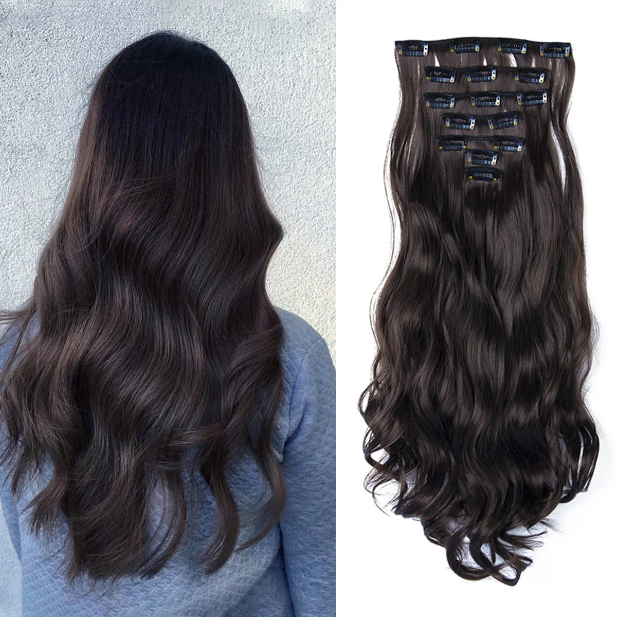 The 22-Inch Full Head Curly Wavy Clip-In Set (7pcs)