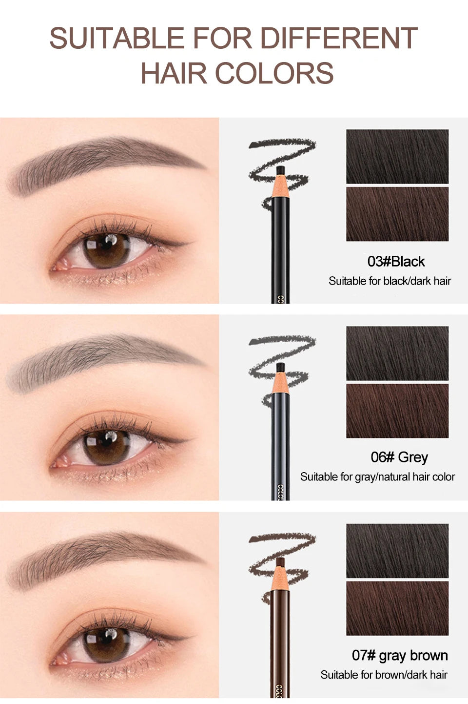 The 6-Color Waterproof Brow Pencil
