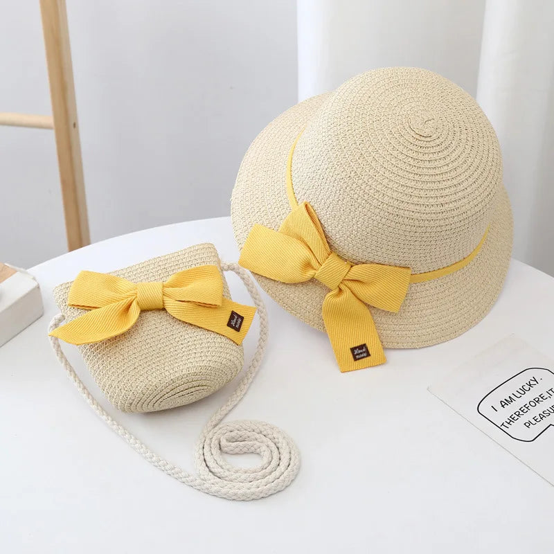 The Wide Brim Lace Straw Hat & Bag Set