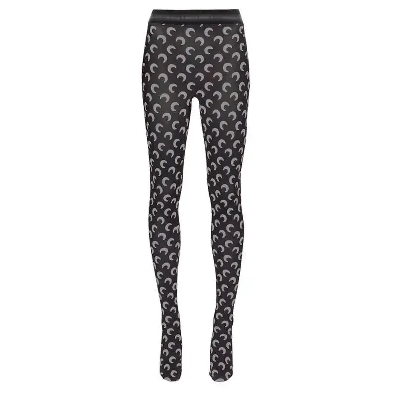 Fashion High Street Casual Women's High Waist Printed Bottom Pants New Women Reflective Tight Elastic Outerwear Pants
