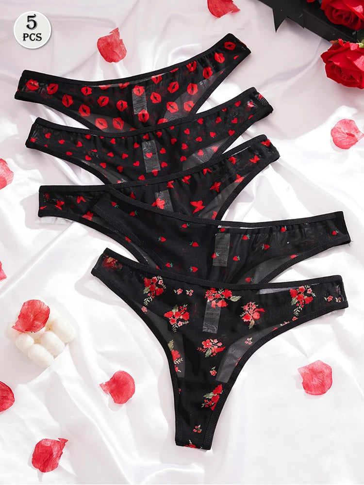 The 5-Pack Printed G-String Set