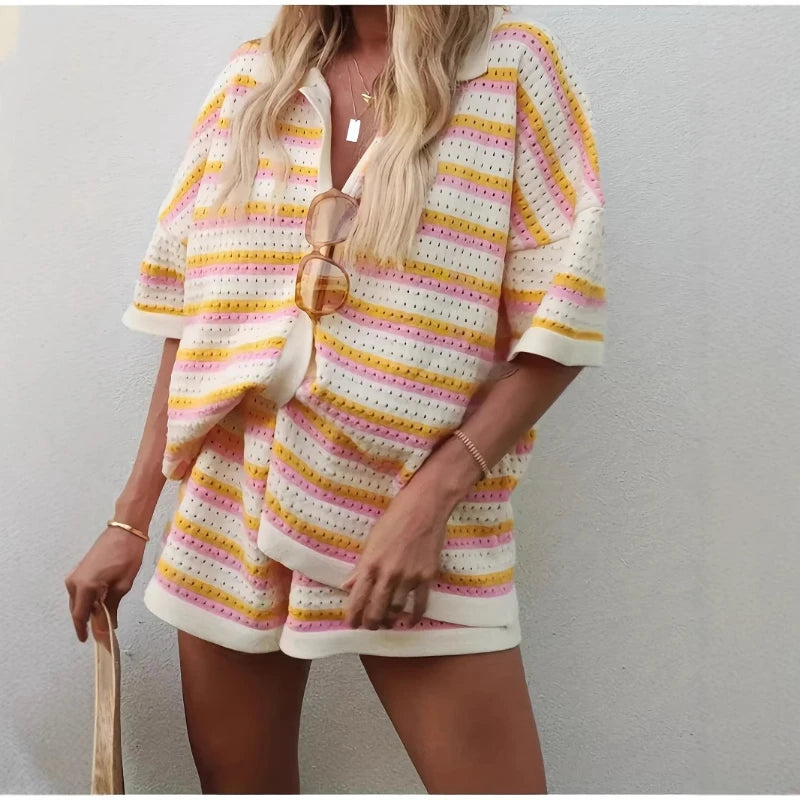 The Striped Knit Short Set