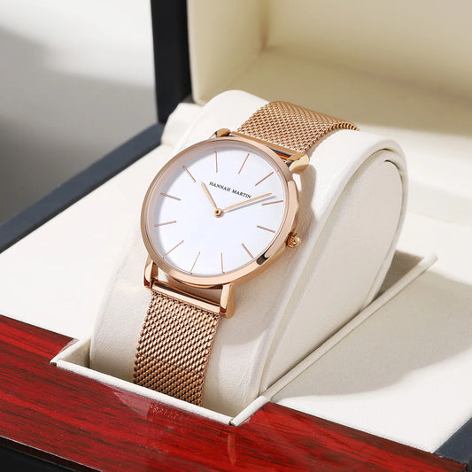 The Rose Gold Mesh Belt Minimalist Watch