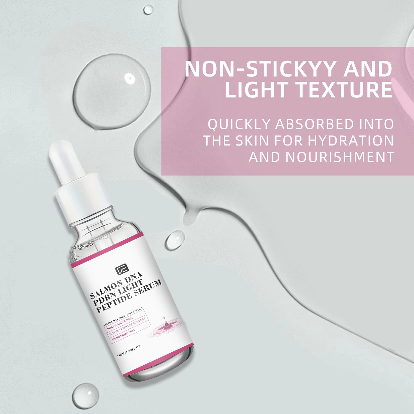 SALMON DNA PDRN LIGHT PEPTIDE SERUM: Lightweight Hydrating, All Skin Types, Sensitive-Safe, Ideal for Daily Routine