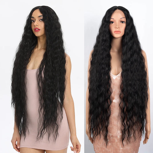 Synthetic Lace Front Wigs For Black Women 40 Inch Long Curly Lace Wigs Ombre Blonde Highlight White Cosplay Wig
