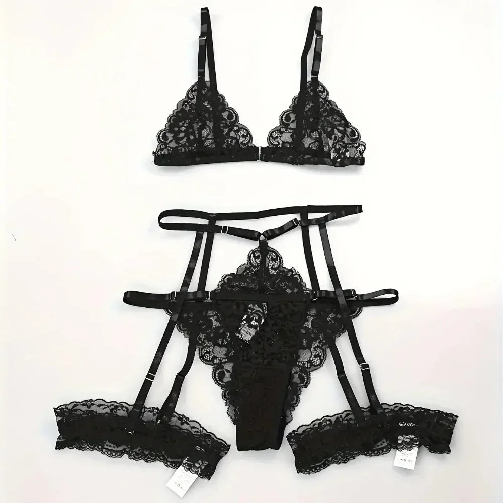 The 3-Piece Sheer Lace Sleepwear Set
