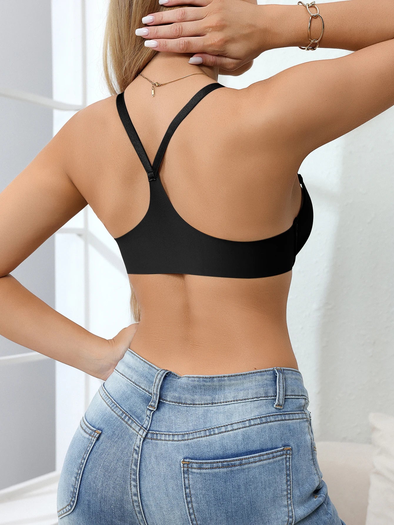Women's Bra Everyday Solid Color Metal Front Clasp Push-Up Bra Lined Small Bust Appears Larger Sexy Bras