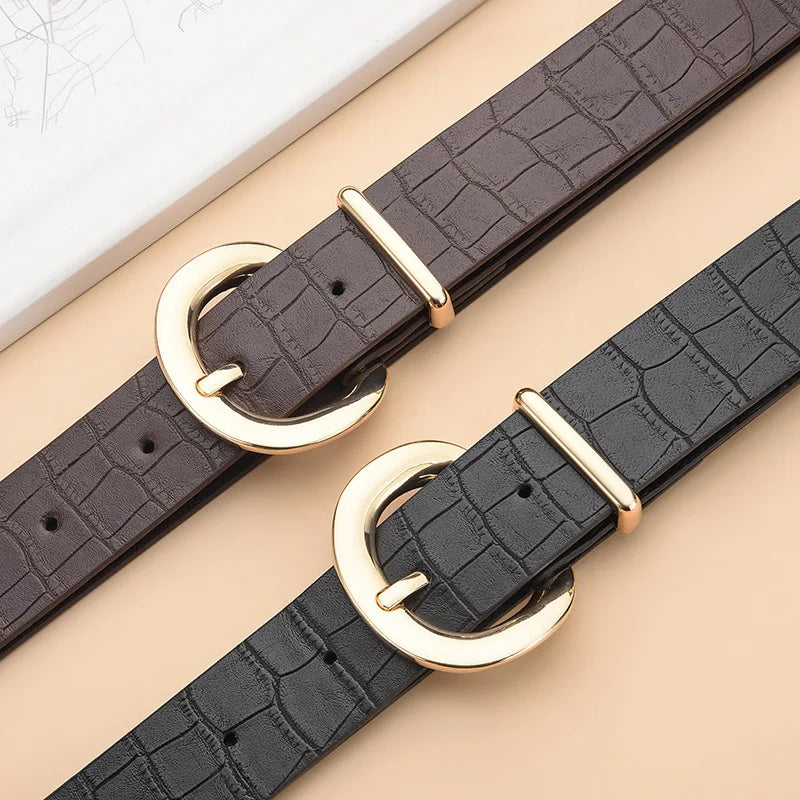 The Alligator Pattern Gold Buckle Belt