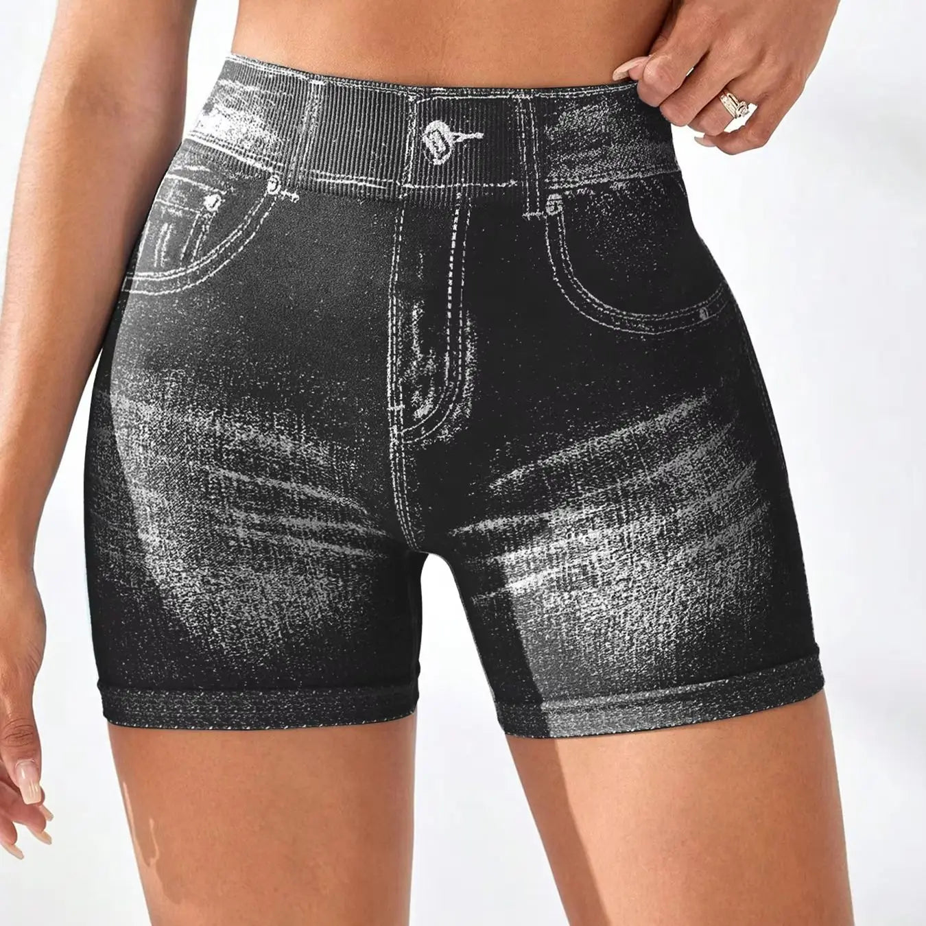 The V-Back Faux Denim Short