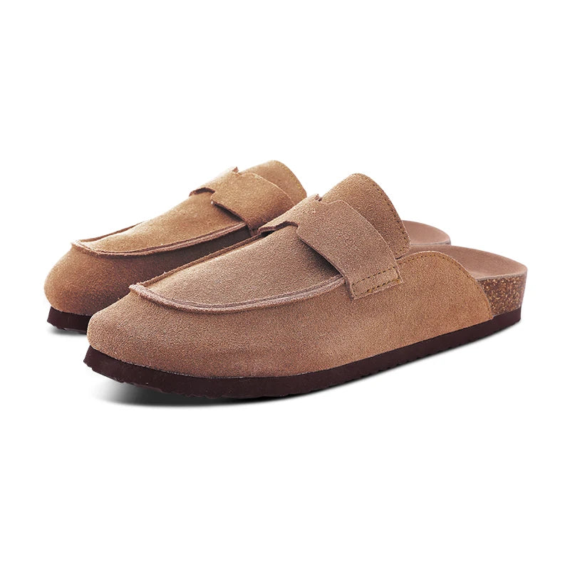 Kidmi Women's Genuine Suede Clogs Soft Footbed Leather Potato Shoes Comfort Slip On Clogs with Arch Support Fashion Home Slipper