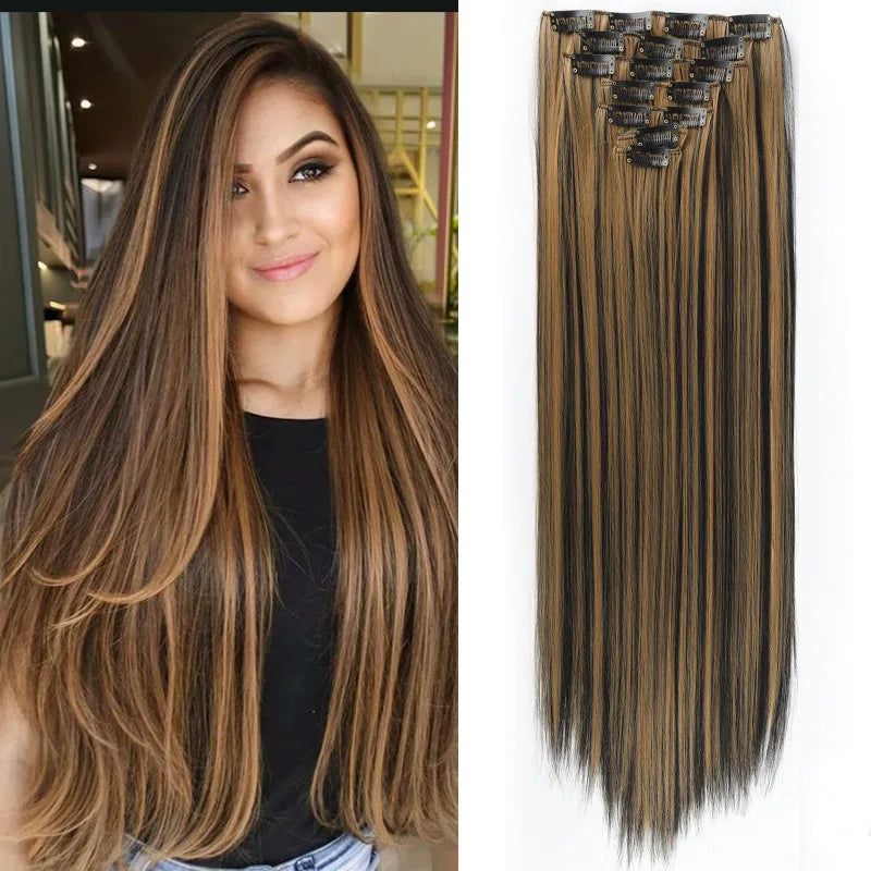 The 60CM Pink Straight Clip-In Hair Extensions