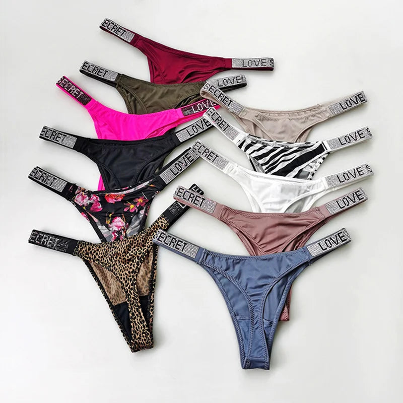 The 5-Pack Rhinestone Diamond Thong Set
