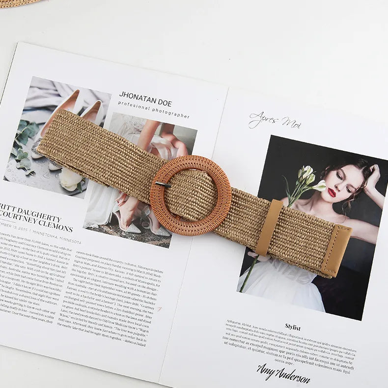 The Woven Straw Skinny Belt