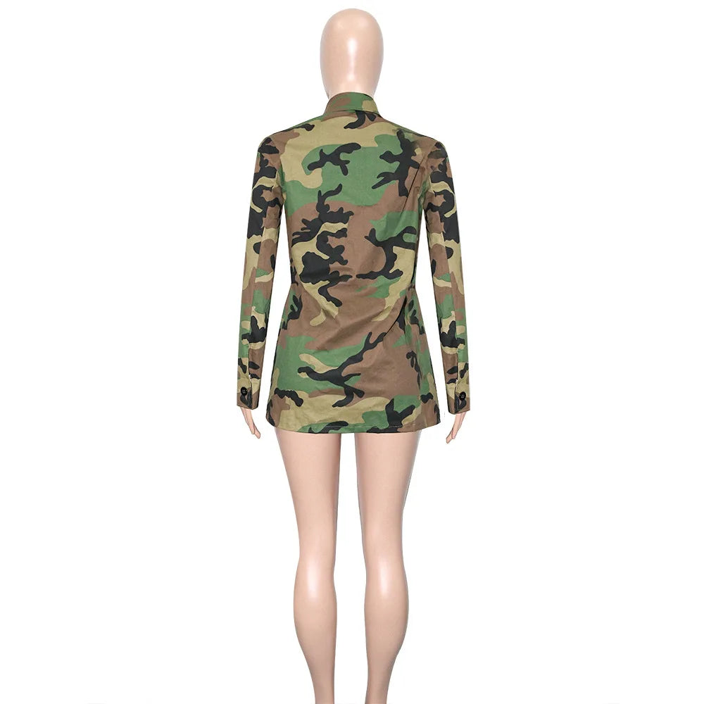 Jackets for Women Camouflage Coat Coats Turn Down Collar Full Sleeve Jacket Single Breasted Jacket Casual Pockets Autumn Spring