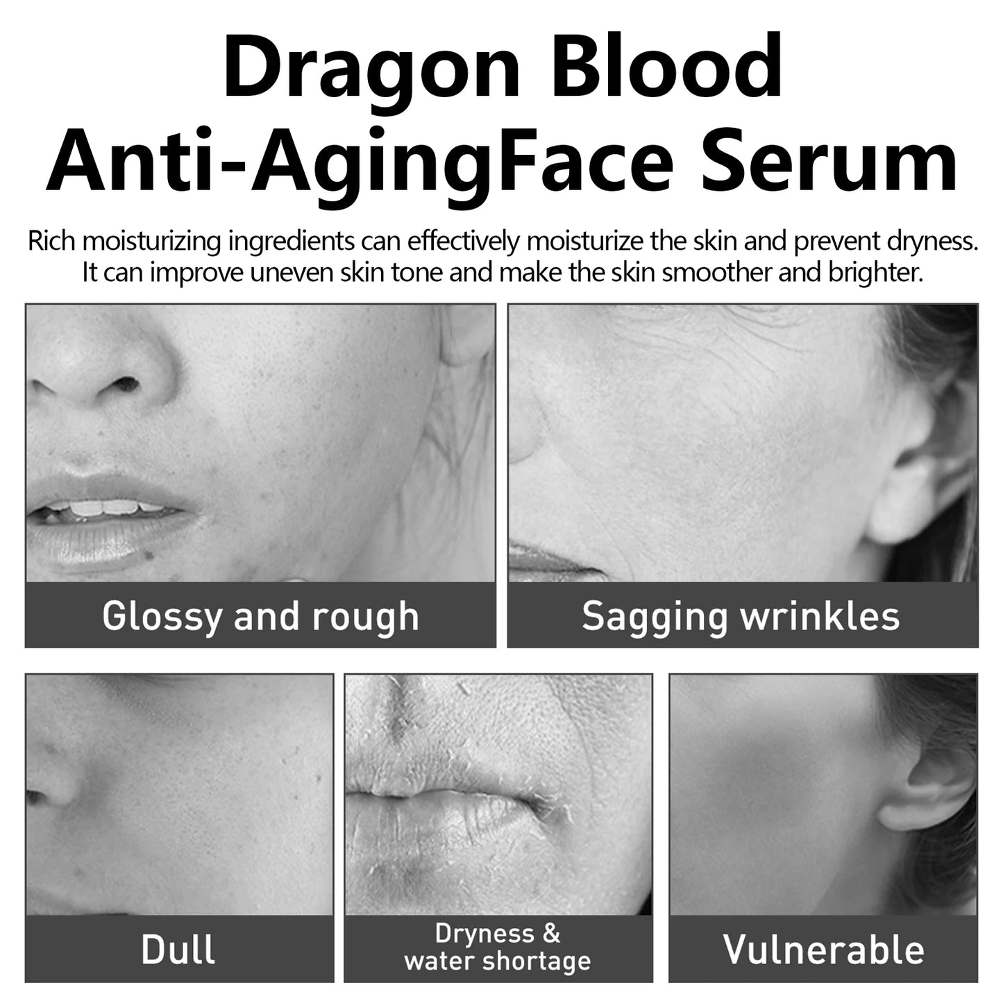EELHOE Dragon Blood Serum Firm Skin Tightening Moisturizing Facial Rejuvenation Deep Hydration Face Care Anti-Wrinkle Serum 30ml