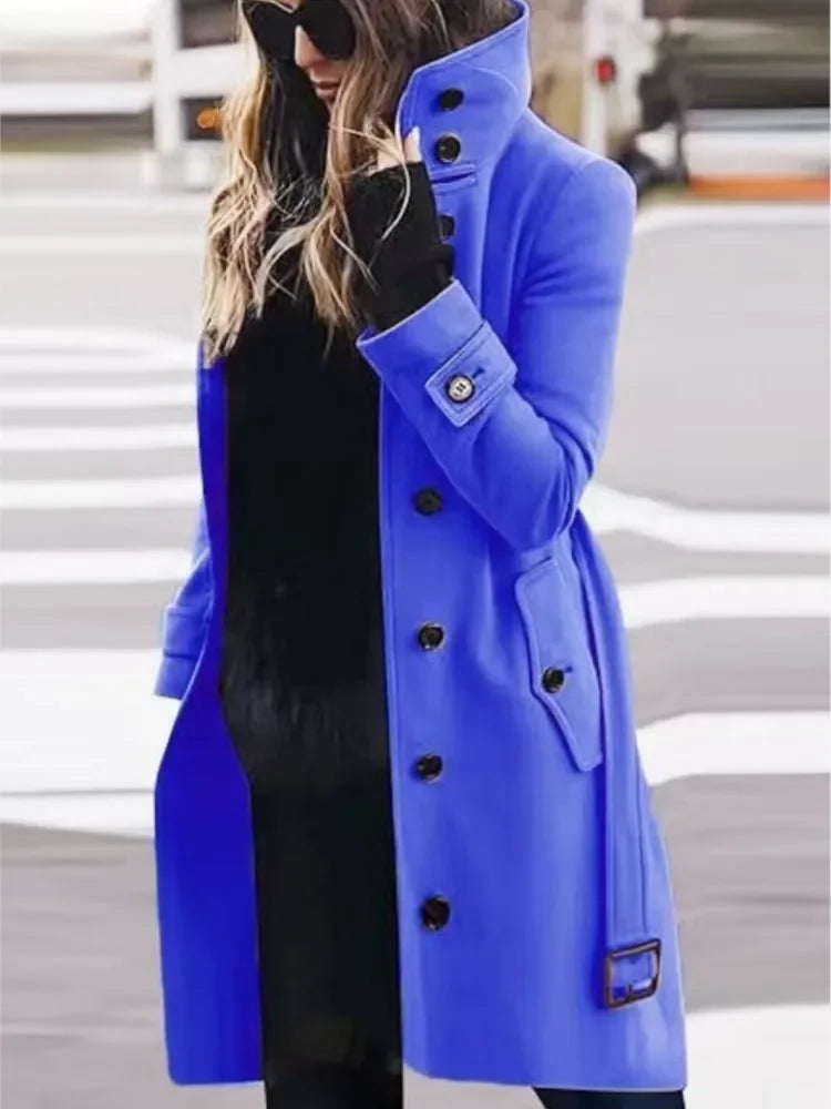 Women's Coat Outerwears Autumn Winter Warm Female Jackets Single Breasted Turn-down Collar Single Breasted Women's Clothes New