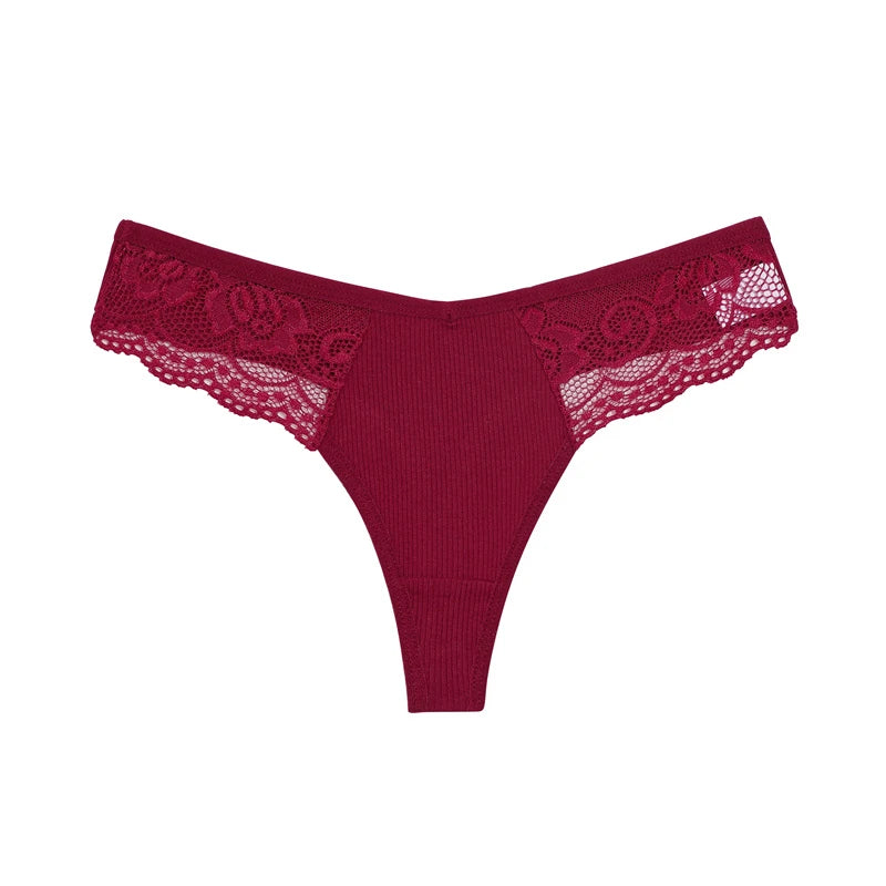 The 4-Pack Cotton Lace G-String Set