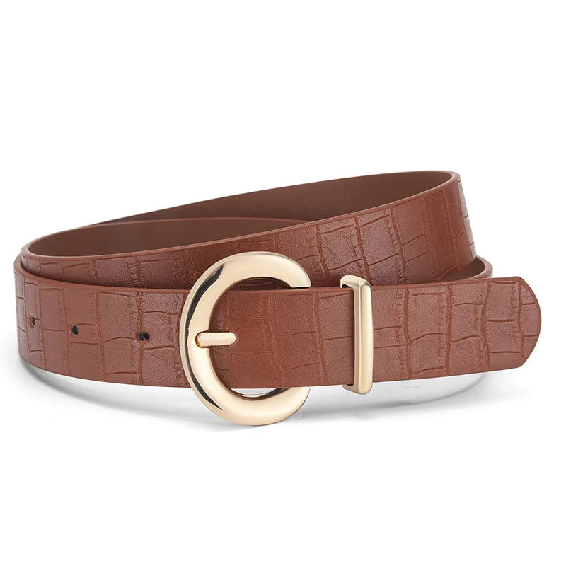 The Alligator Pattern Gold Buckle Belt