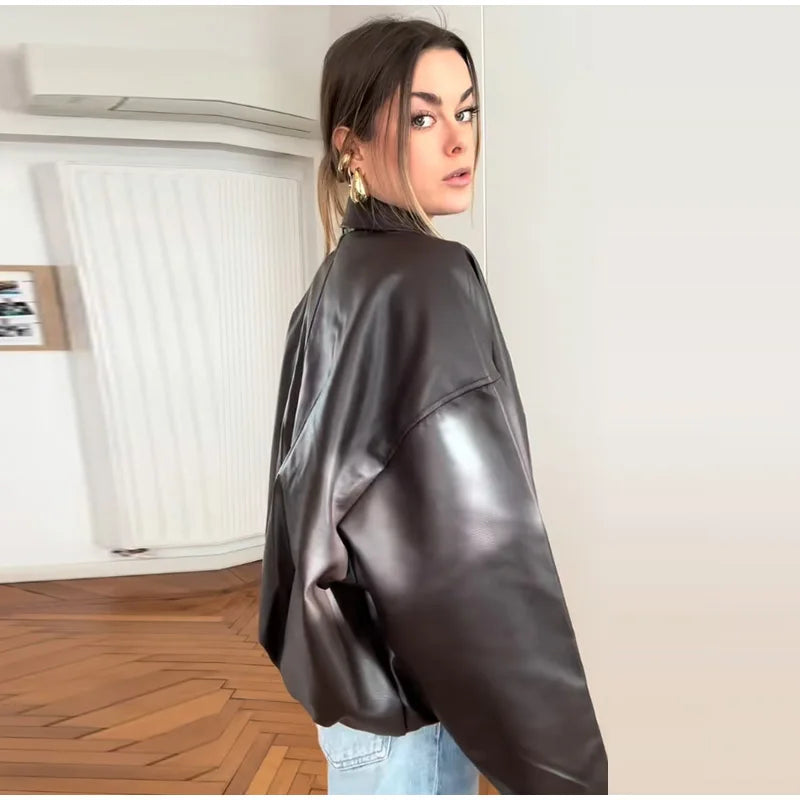 The Belted PU Bomber Jacket