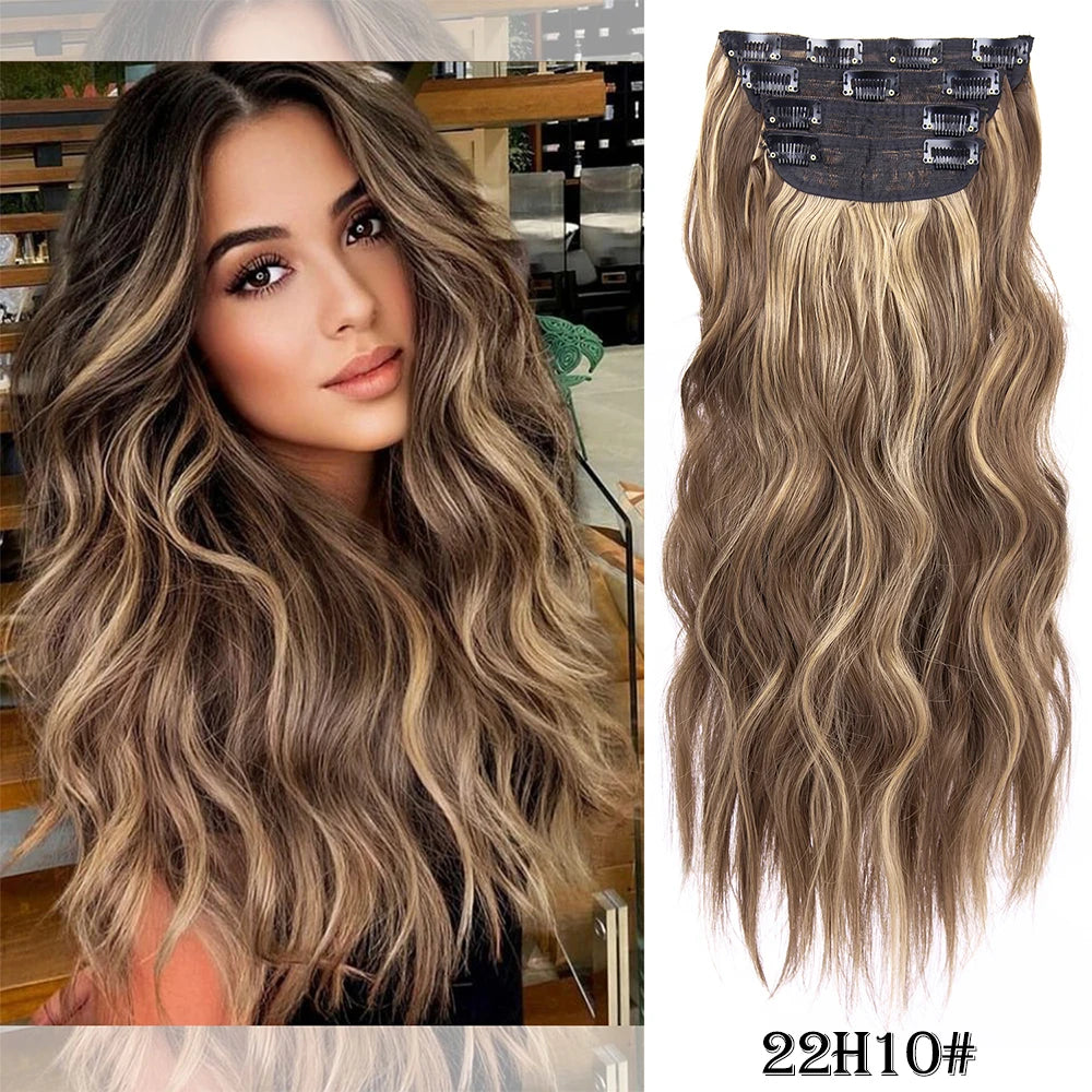 The 20-Inch Long Wavy Clip-In Hairpiece Set (4pcs)