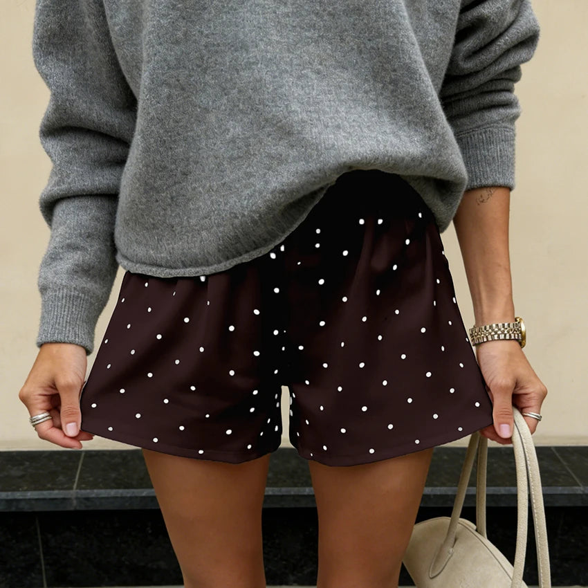 Linad Summer Street Chic Polka Dot Mini Pants Women Casual Loose Elastic Waist Shorts Fashion High Waist Shorts Female 2026