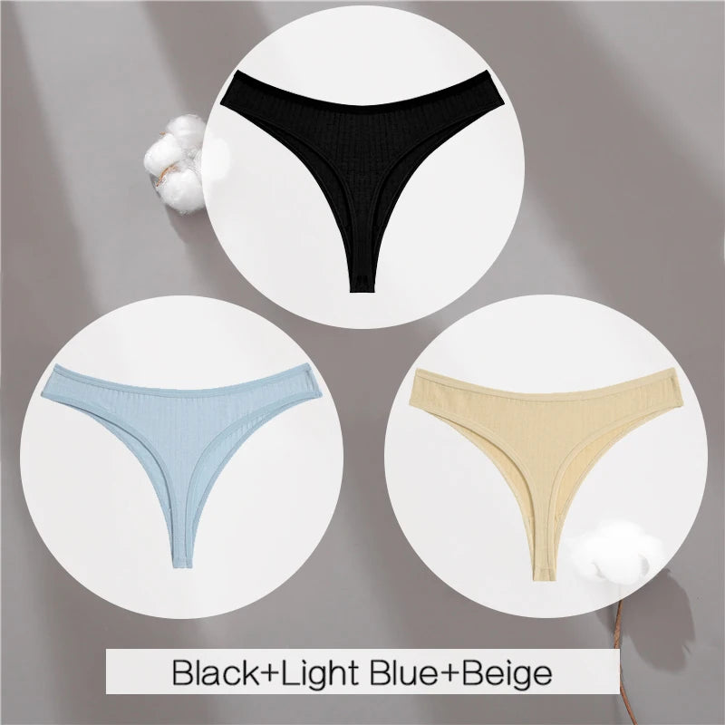 The 3-Pack Solid Color Cotton G-String