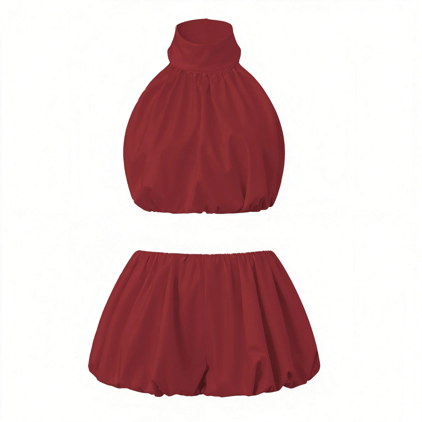 Women y2k Vintage Short Skirts Sets Solid/Dots Sleeveless Backless Halter Neck Crop Tops with Bubble Skirts Vacation Outfits