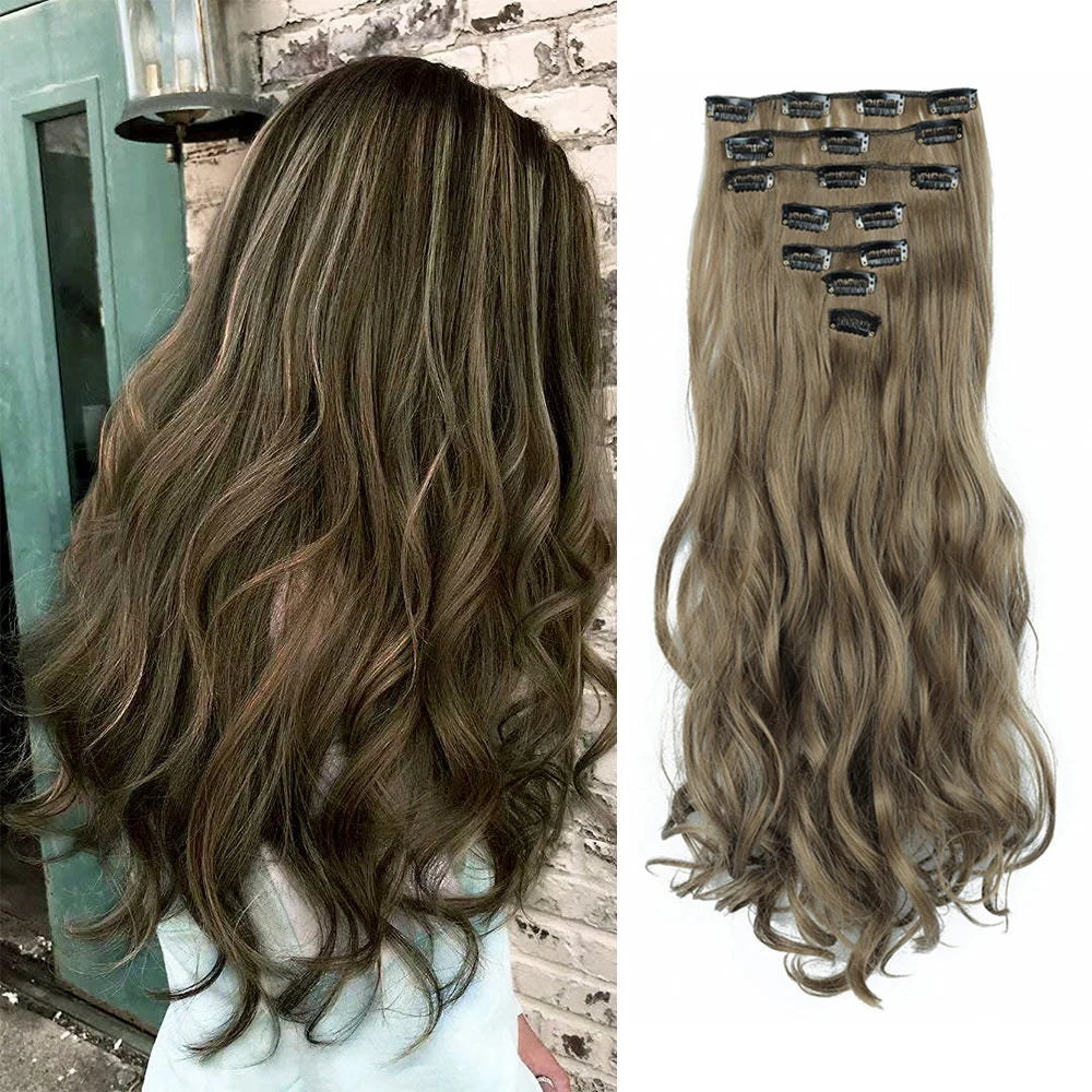 The 22-Inch Full Head Curly Wavy Clip-In Set (7pcs)