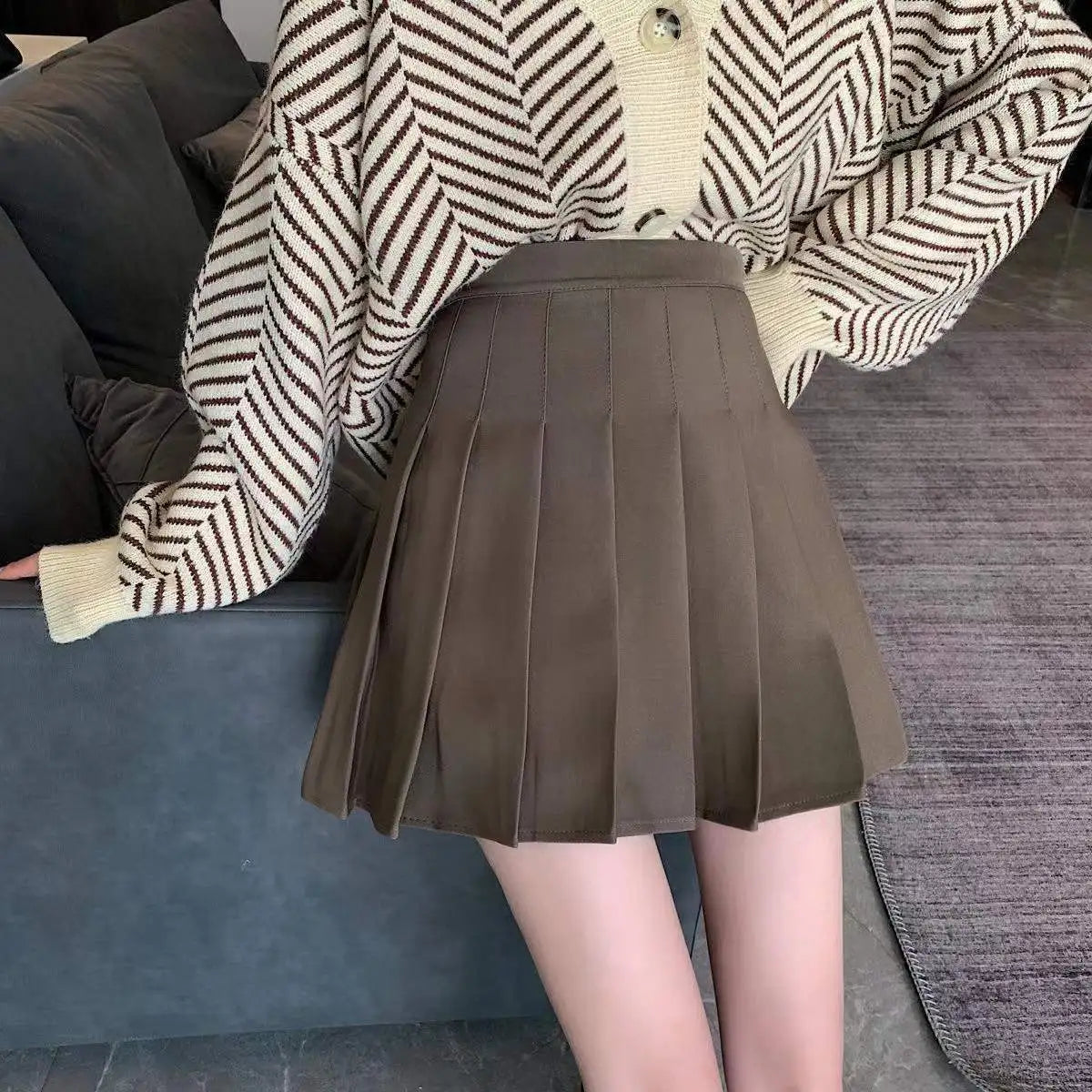 Pleated Mini Skirt with Shorts Women's High Waist A-Line Skater Skort White Black Pink Sporty School Uniform New Fashion HotSale