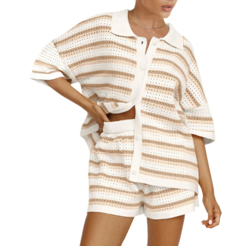 The Striped Knit Short Set
