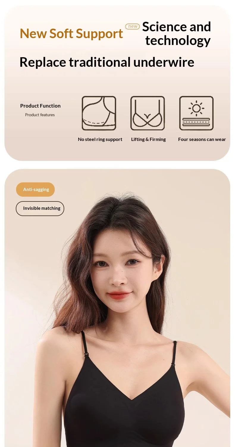 Women's Back-Enhancing Summer Bra: Thin-Strapped, Pushing-Up, Backless, Seamless, Neck-Hook, Modest, Sexy and Comfortable Bra