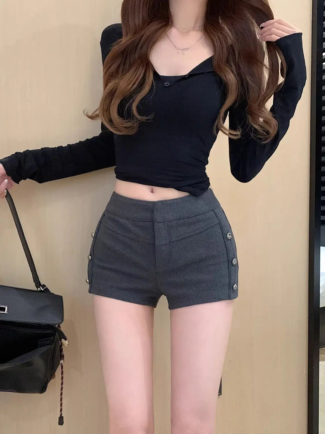 Female Short Pants Black Booty Skinny Willow Ding Women's Shorts Flowy Streetwear Korean Style Elegant Hot Comfy Youthful Jorts