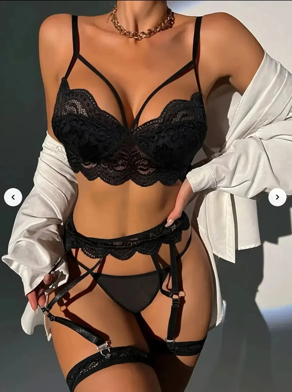 The Transparent Lace Exotic Bra and Thong Set