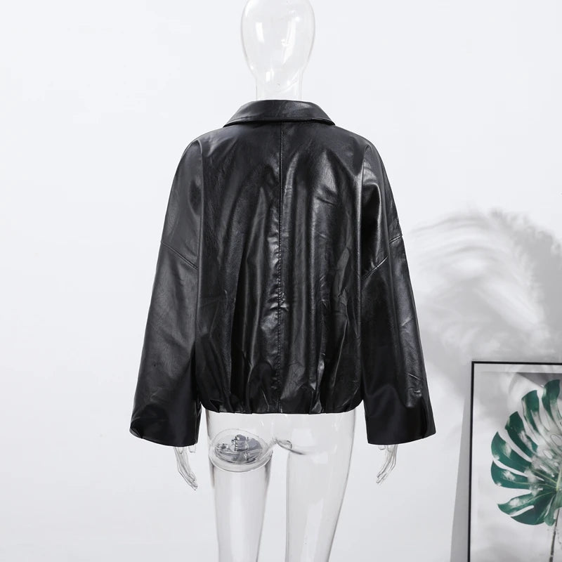 The Belted PU Bomber Jacket