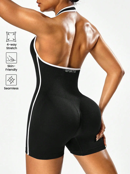 The Color-Block Backless Yoga Jumpsuit
