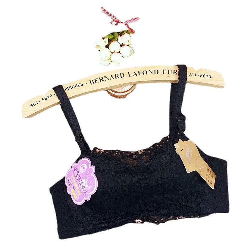 Bra Chest 3D Bra No Trace Anti-light Bra Cross Brazing Thick Section Girl's Strapless Bra With Anti Glare Lace Chest Bra