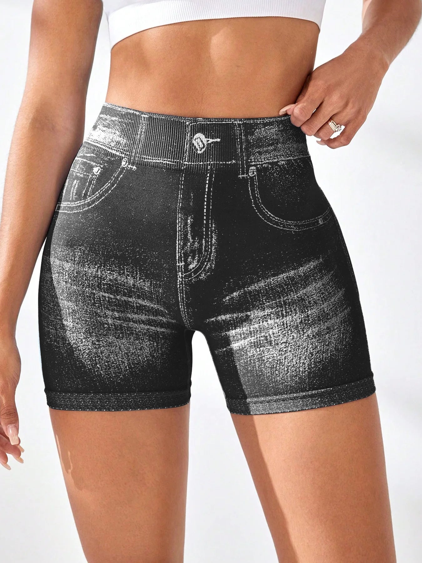 The V-Back Faux Denim Short