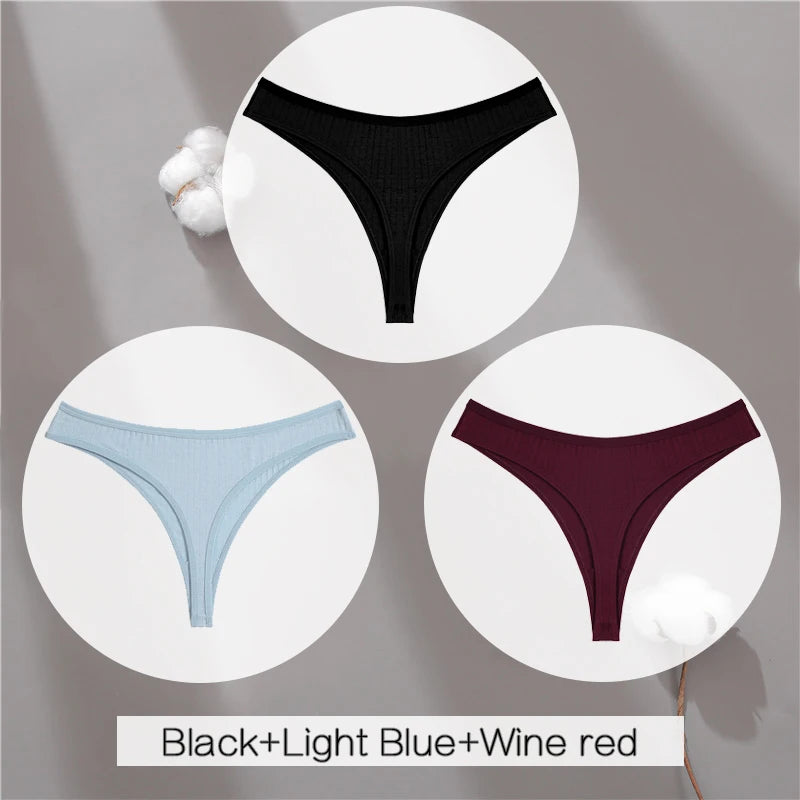 The 3-Pack Solid Color Cotton G-String