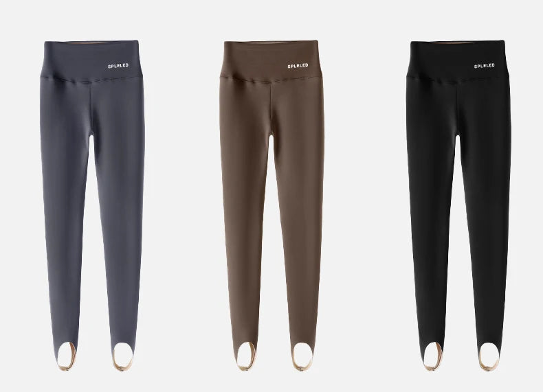 BIVIGAOS Autumn Winter Thick Foot Pants Sharkskin Leggings Women's Rabbit Fleece Warm Leggings High Waist Elastic Non Trace Yoga