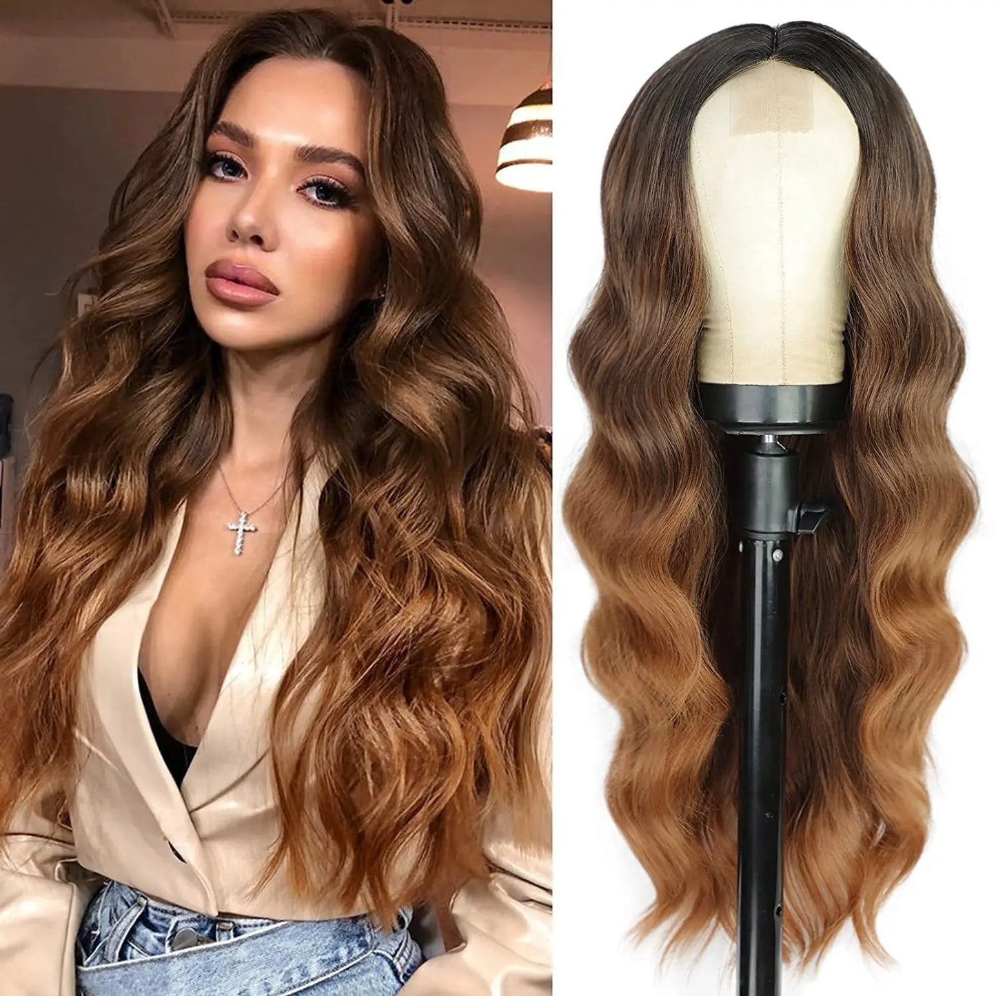 The 26-Inch Middle Part Lace Wavy Wig