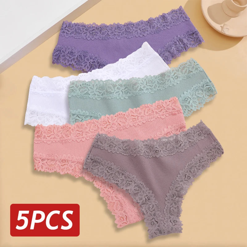 The 5-Pack Lace Seamless Brazilian Set