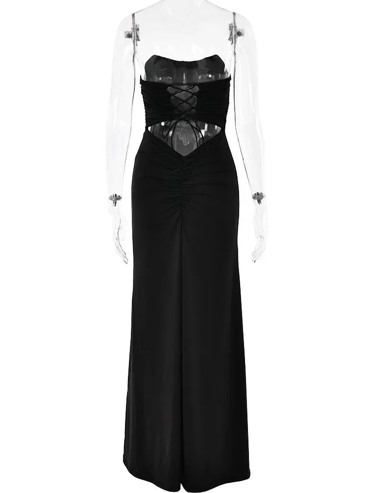 The Strapless Lace-Up Maxi